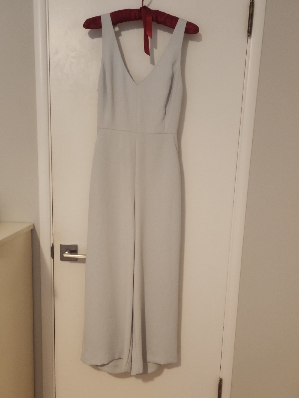 Aritzia Wilfred Light Blue V-Neck Wide-Leg Jumpsuit